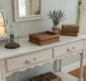 walnut valet tray on desk