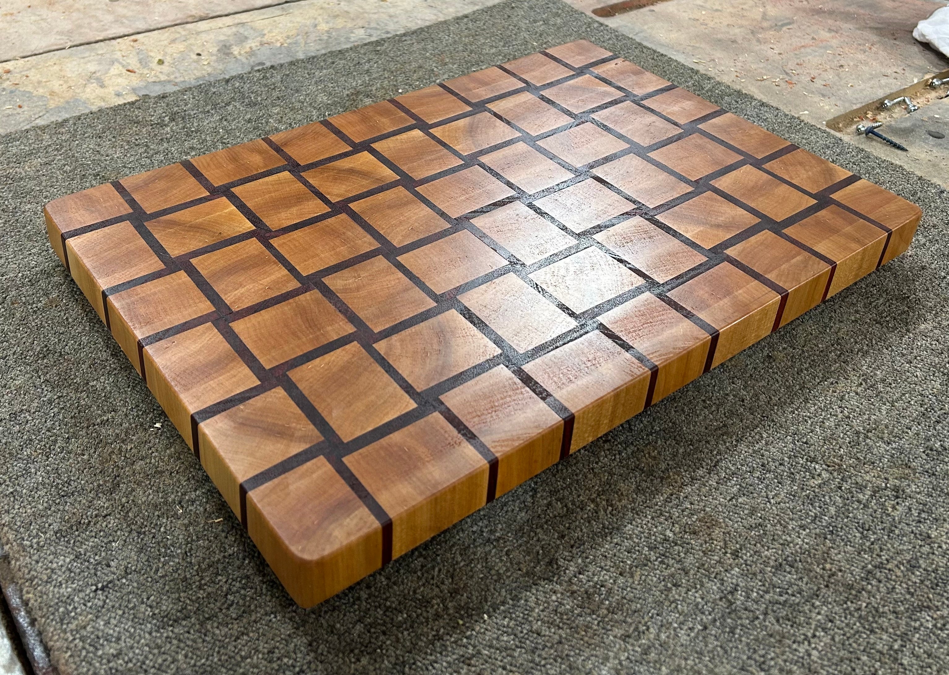 Professional End Grain Butcher Block - Self Healing Maple & Padauk Chopping Board