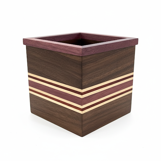 wooden pen pencil organizer on office desk