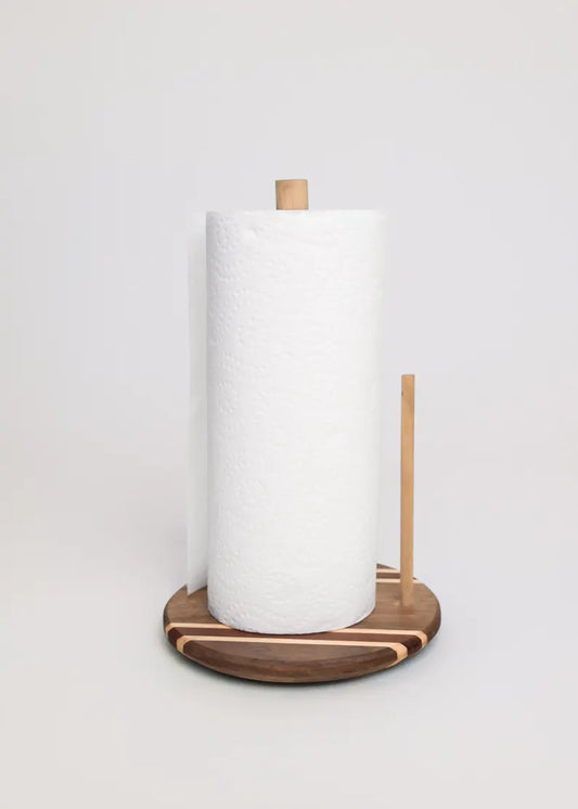 Modern Paper Towel Holder with Two-Toned Wood Design