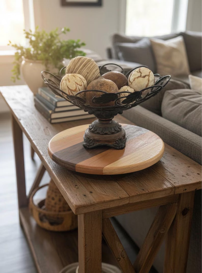 Handcrafted Wooden Lazy Susan – Farmhouse Kitchen Organizer