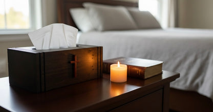 Wooden Tissue Box Cover with Cross