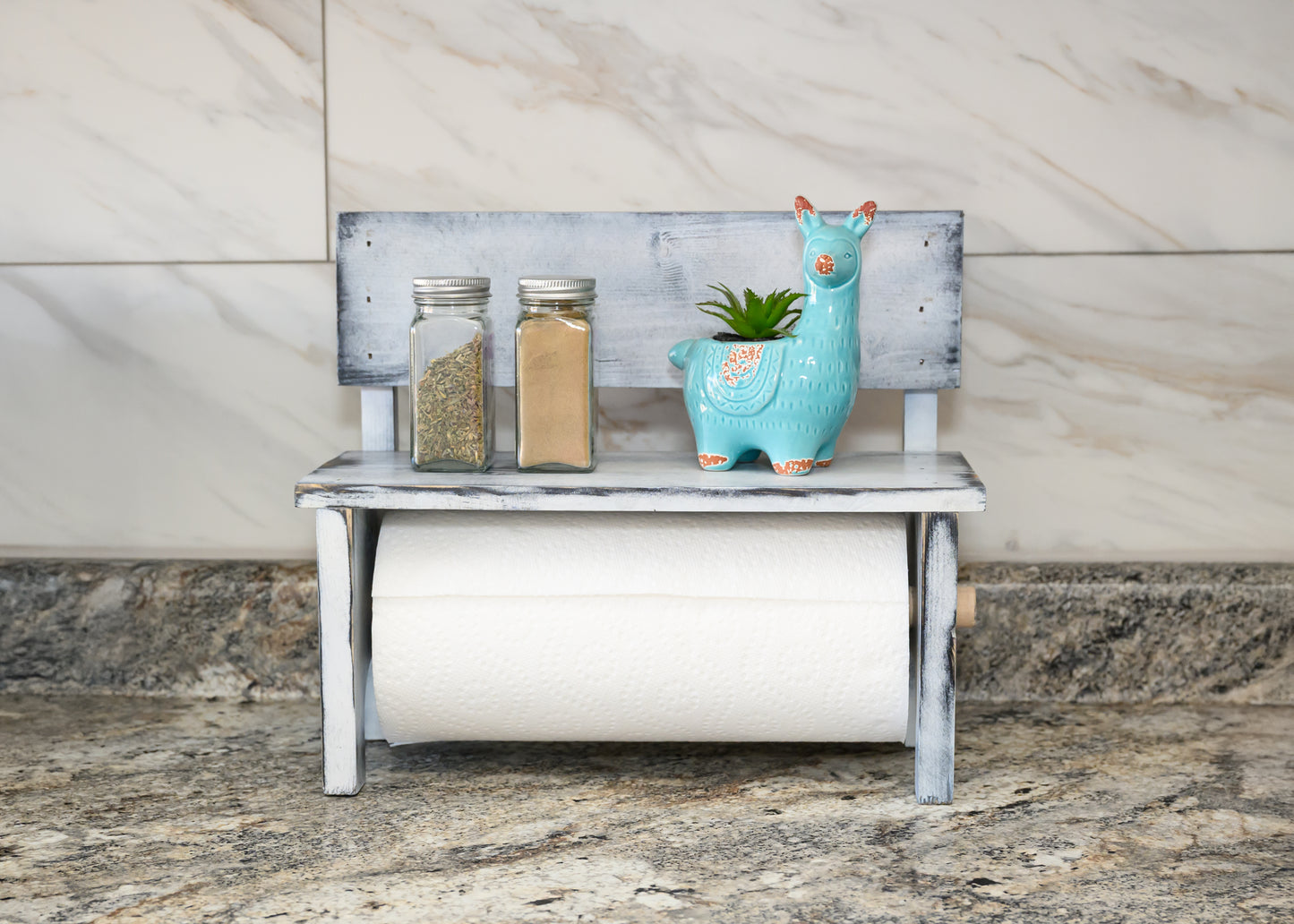White Distressed Miniature Paper Towel Holder