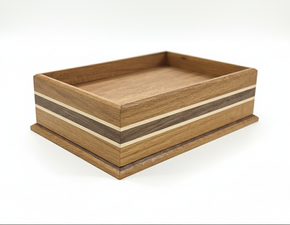 artisanal wood valet tray on desk