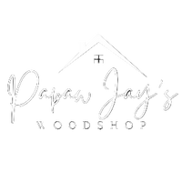 Logo of Papaw Jay's Woodshop with a white background