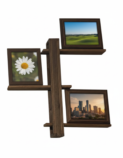 two tone adjustable wood shelf with inlay