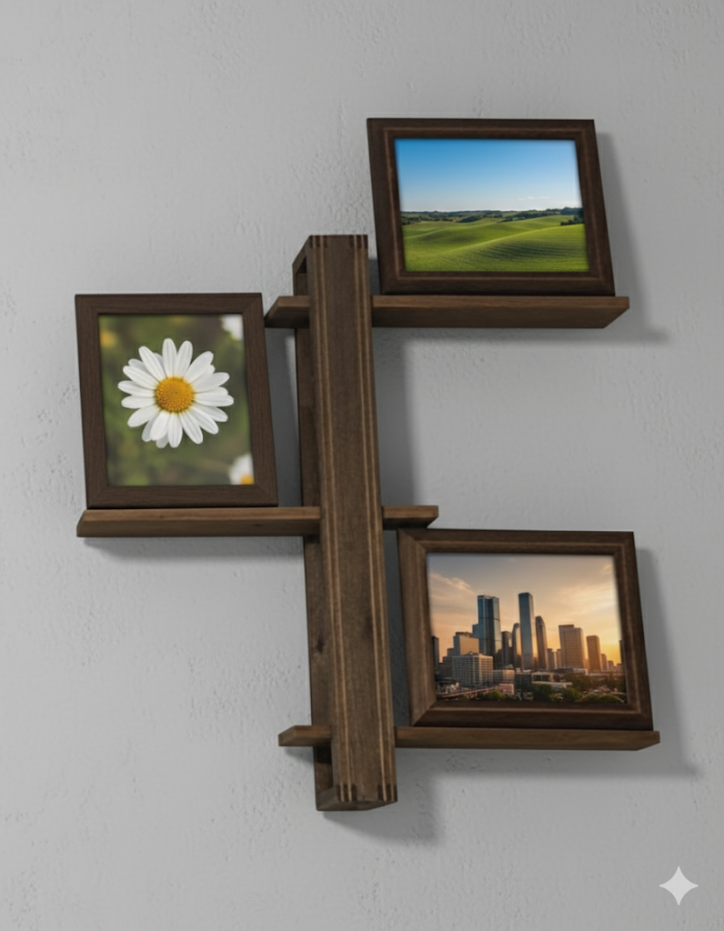 two tone adjustable wood shelf with inlay