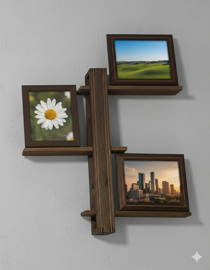 two tone adjustable wood shelf with inlay