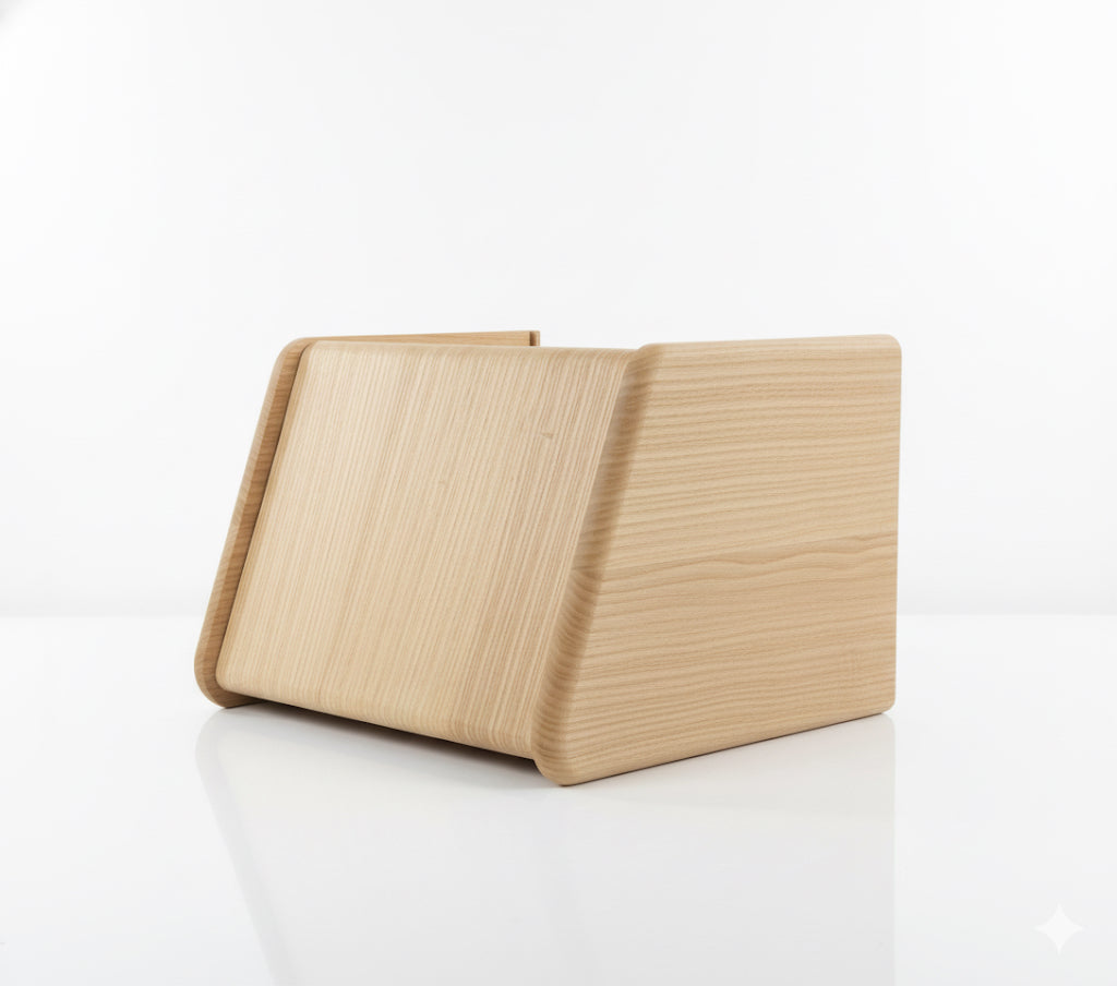 Wooden Bread Box with Spice Rack Shelf - Space Saving Countertop Storage