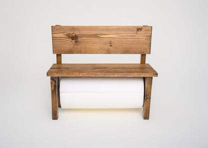 Mocha Wood Paper Towel Holder Countertop, Medium Brown Spice Rack Bench, Under Cabinet Kitchen Storage, Warm Coffee Bar Decor