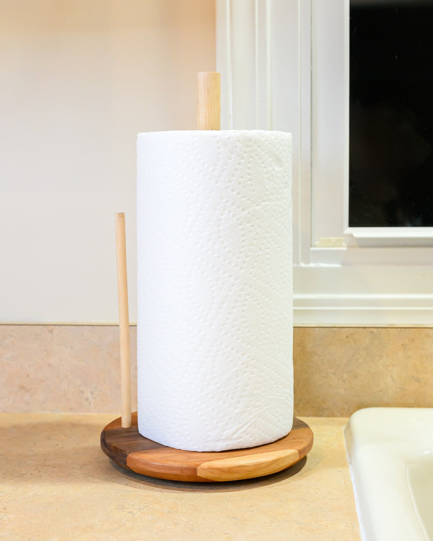 Sustainable Mixed-Wood Paper Towel Holder