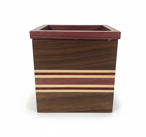 wooden pen pencil organizer on office desk