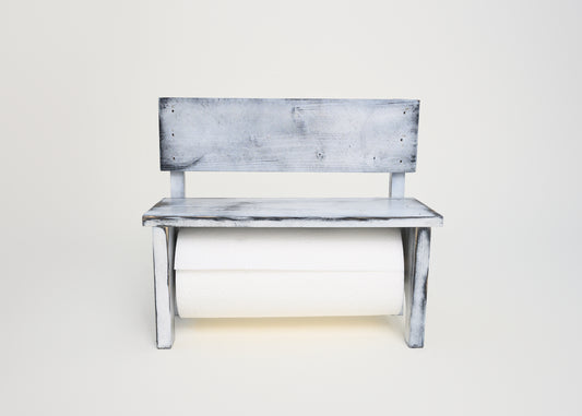 White Distressed Miniature Paper Towel Holder