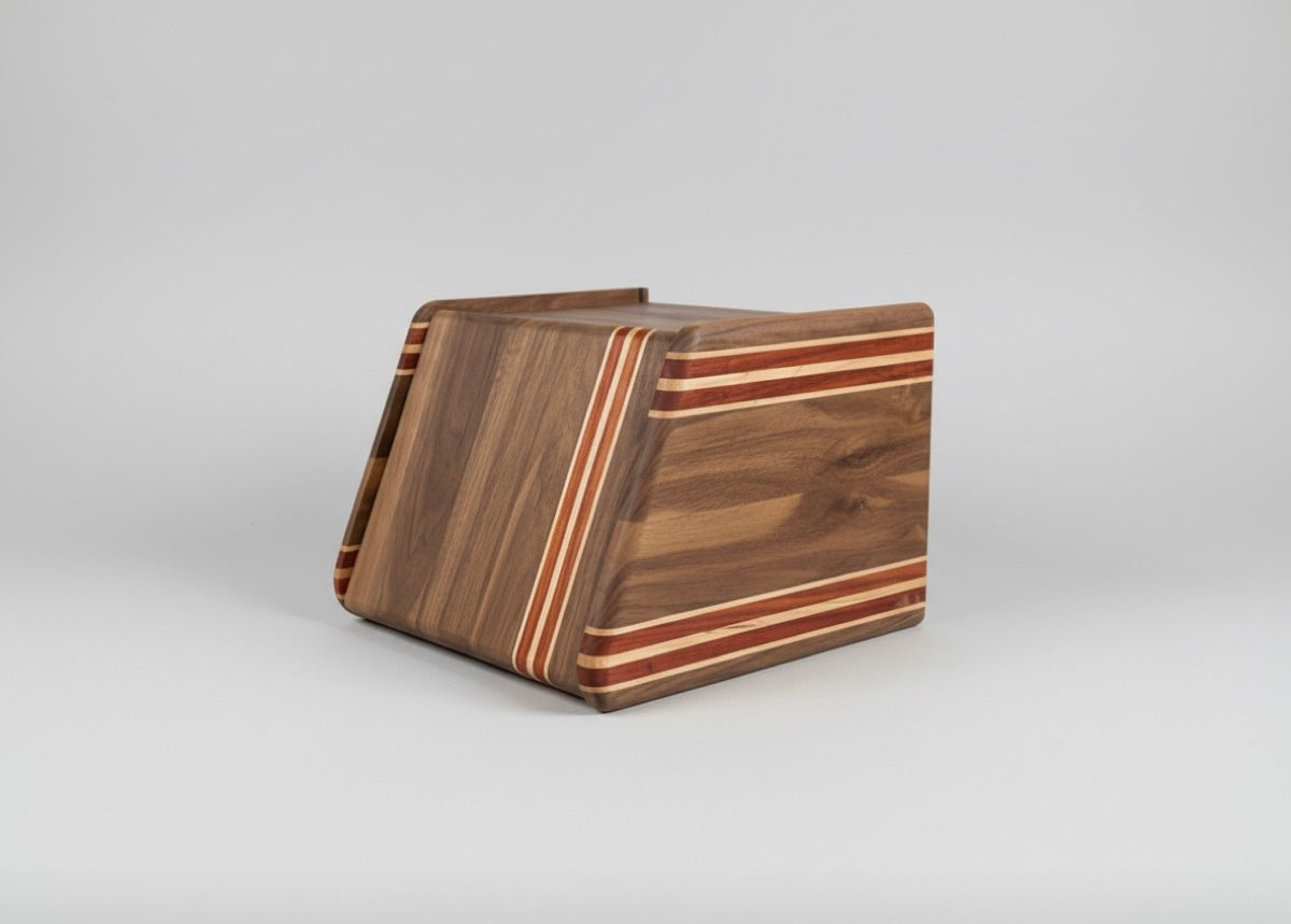 Wooden Bread Box with Spice Rack Shelf - Space Saving Countertop Storage