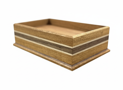 artisanal wood valet tray on desk