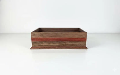 Walnut Valet Tray with Hidden Compartment - Men's EDC Dump Tray - Wooden Nightstand Organizer - Secret Storage Box for Cash or Jewelry