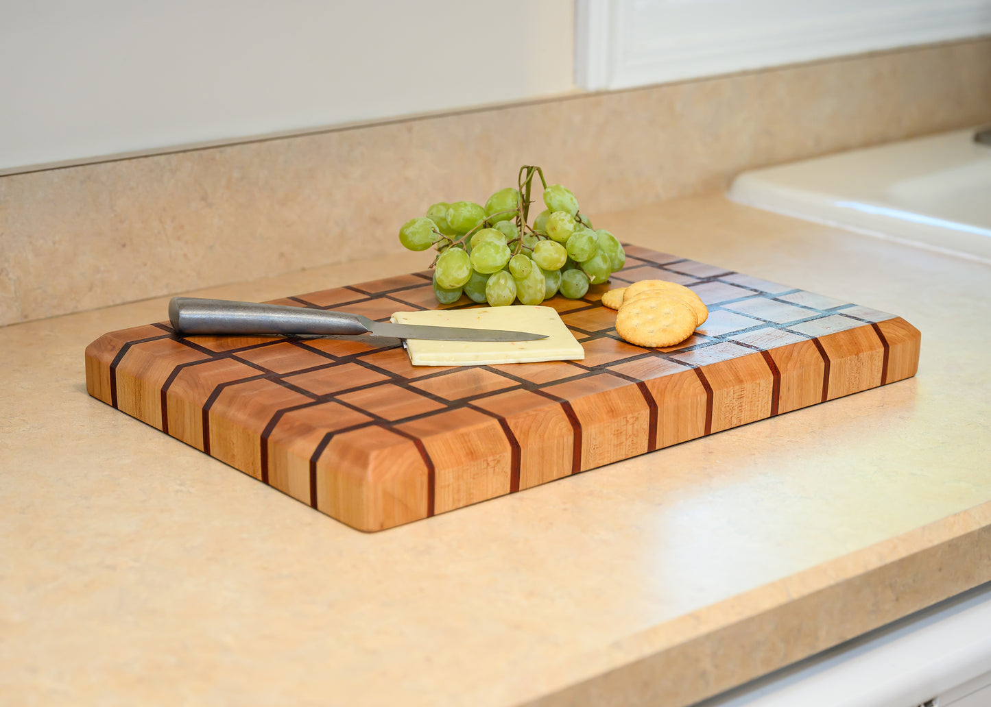 Maple & Padauk End Basket Weave Grain Board - A Kitchen Masterpiece
