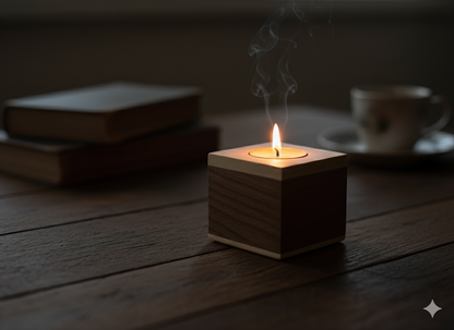 modern wood tea light candle décor