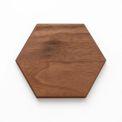 Walnut Hexagon Coasters Set: Handcrafted Cork-Backed Drink Coasters
