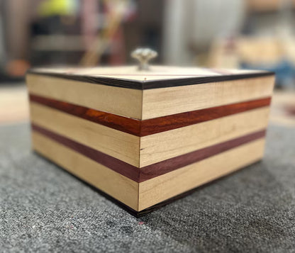 Handcrafted Hardwood Keepsake Box - Maple, Walnut, and Purpleheart