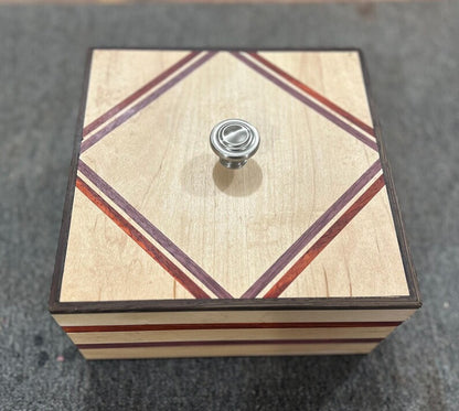Handcrafted Hardwood Keepsake Box - Maple, Walnut, and Purpleheart