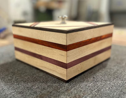 Handcrafted Hardwood Keepsake Box - Maple, Walnut, and Purpleheart