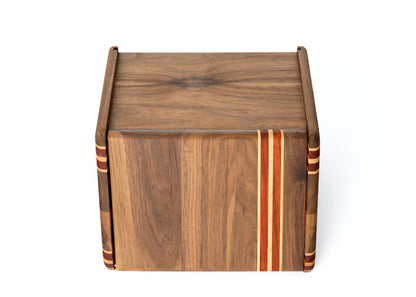 Handcrafted Walnut and Padauk bread box.