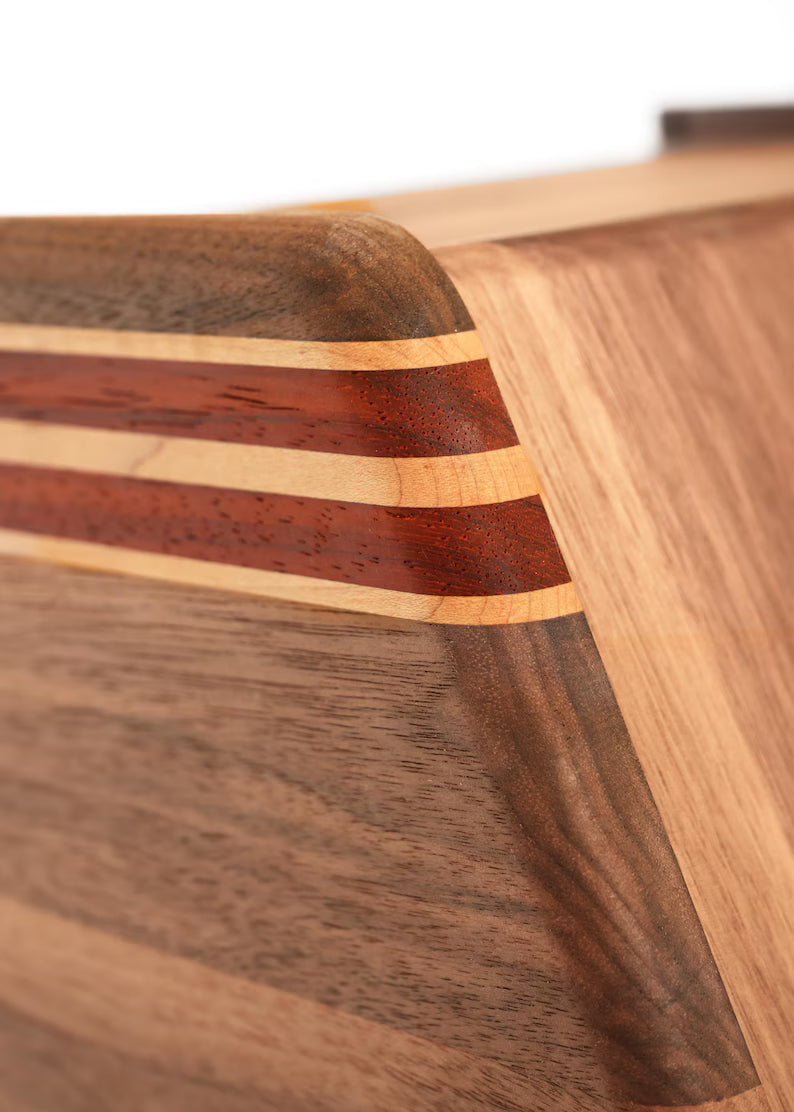 Handcrafted Walnut and Padauk bread box.