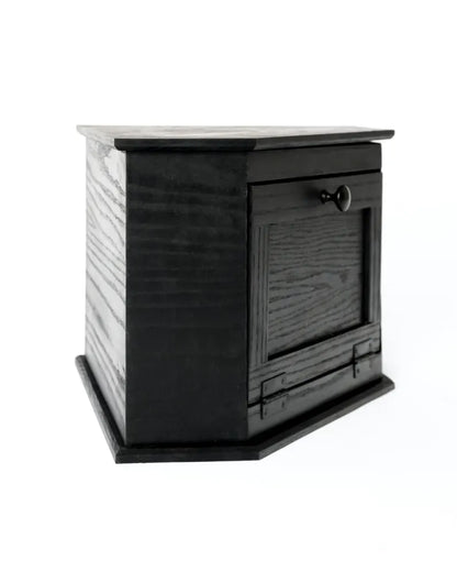 Handcrafted Ebonized Red Oak corner bread box.