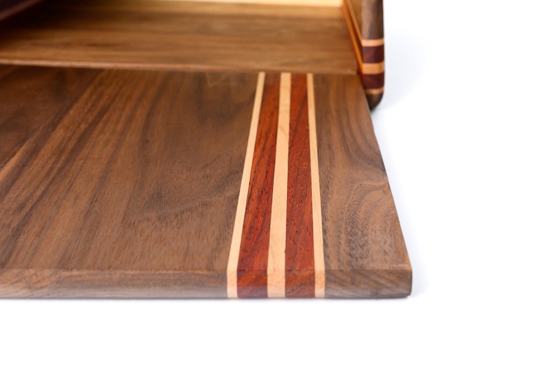 Handcrafted Walnut and Padauk bread box.