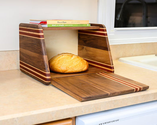 Handcrafted Walnut and Padauk bread box.