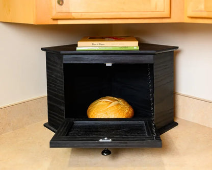 Handcrafted Ebonized Red Oak corner bread box.