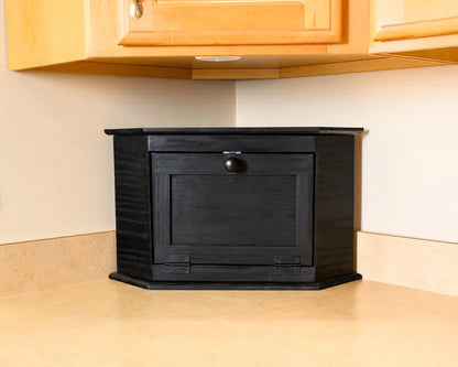 Handcrafted Ebonized Red Oak corner bread box.