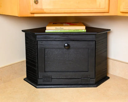 Handcrafted Ebonized Red Oak corner bread box.