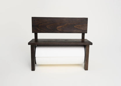 Dark Bourbon Wood Paper Towel Holder Countertop, Under Cabinet Coffee Bar Shelf, Industrial Kitchen Spice Rack, Modern Rustic Decor