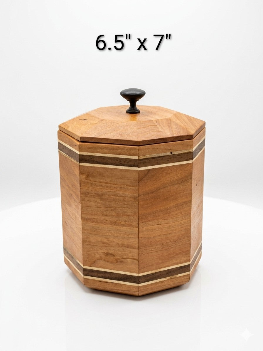 3 piece Cherry octagonal canister set