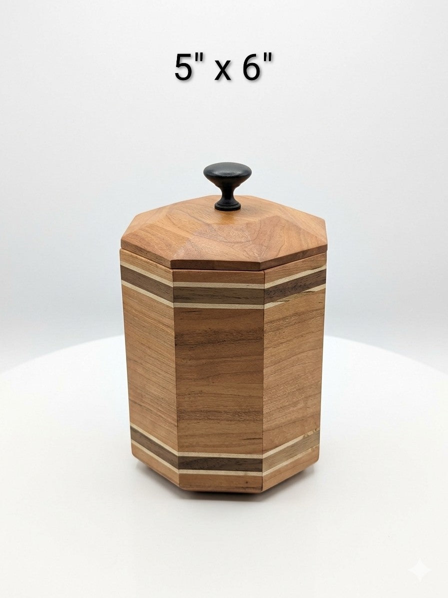 3 piece Cherry octagonal canister set