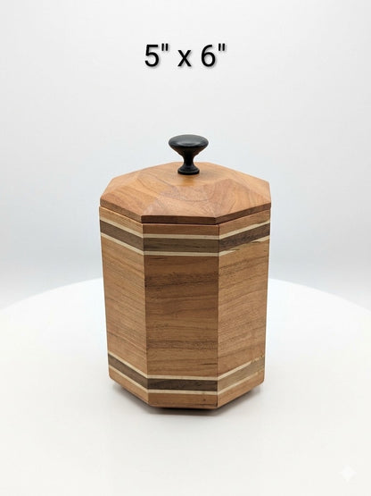 3 piece Cherry octagonal canister set