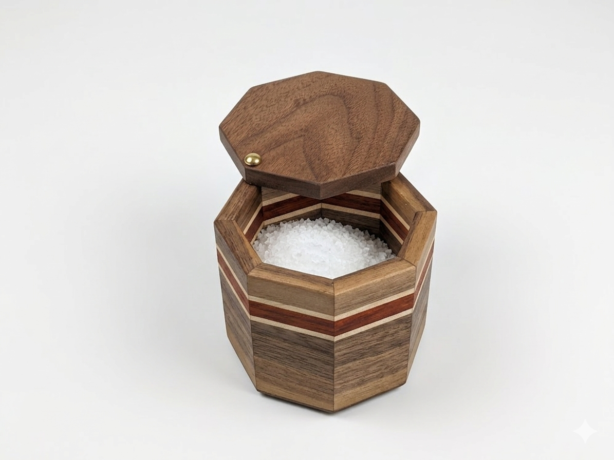 Handcrafted Kitchen Suite in Walnut or Cherry - Bread Box, Canister Set, Salt Cellar, Recipe Box - Modern Heirloom Wood Anniversary Gift