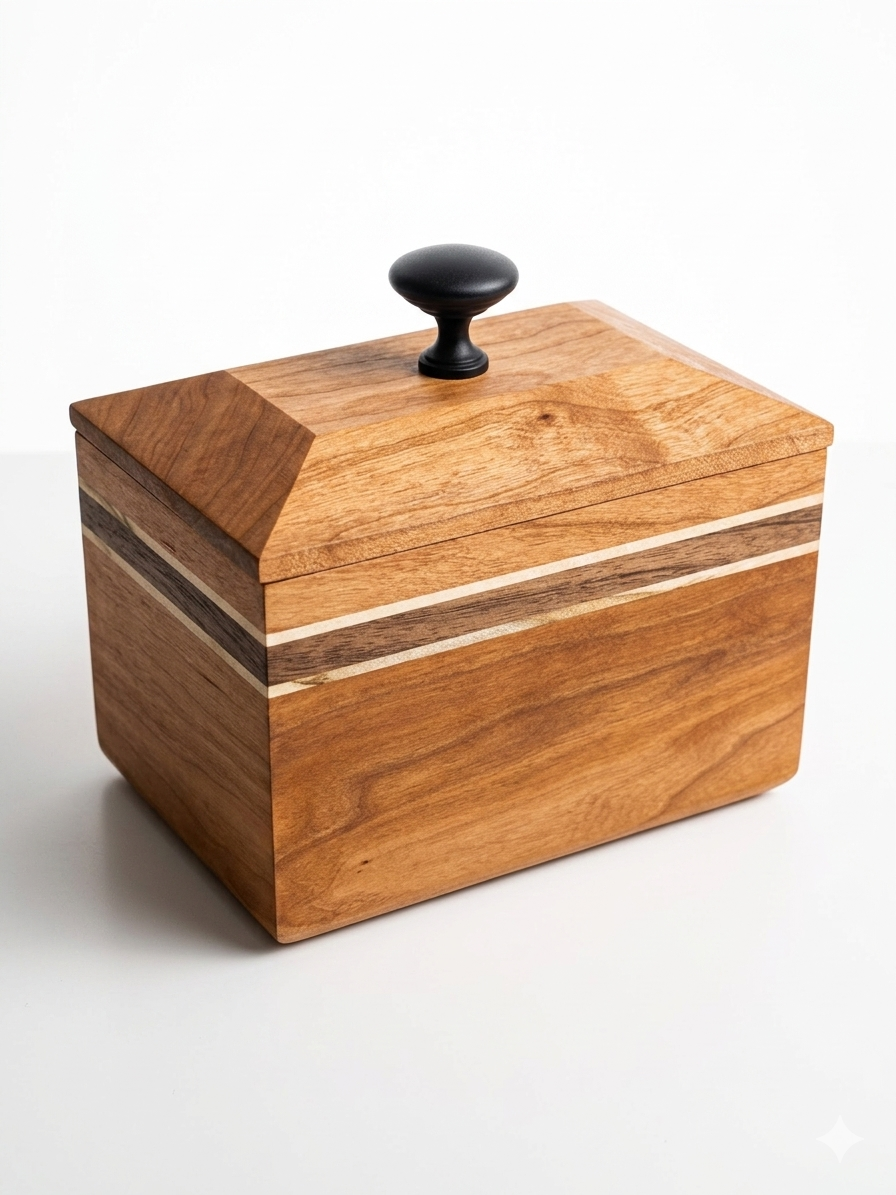 Handcrafted Kitchen Suite in Walnut or Cherry - Bread Box, Canister Set, Salt Cellar, Recipe Box - Modern Heirloom Wood Anniversary Gift