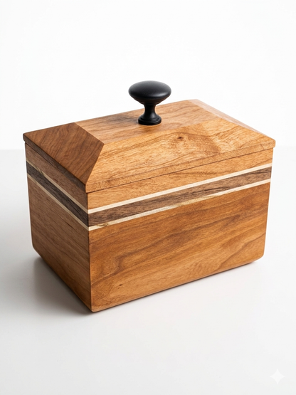 Handcrafted Kitchen Suite in Walnut or Cherry - Bread Box, Canister Set, Salt Cellar, Recipe Box - Modern Heirloom Wood Anniversary Gift